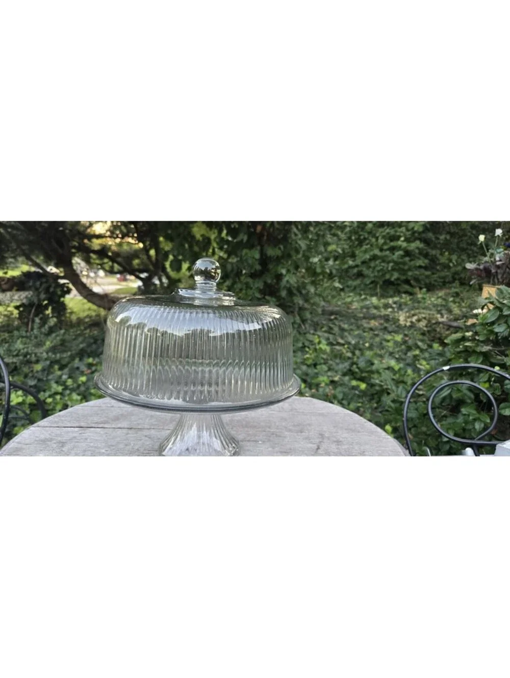 Clear Glass Anchor Hocking Ribbed Glass Cake Stand Doubles As A Punch Bowl
